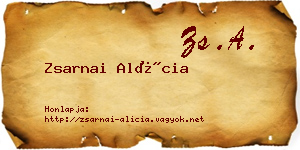 Zsarnai Alícia névjegykártya